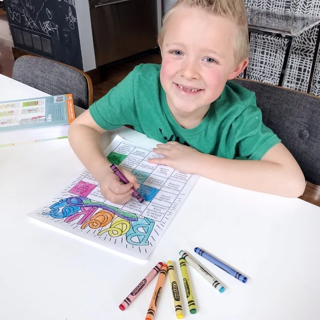 Kid Coloring Stay Home Book Bingo Card for Reading Challenge