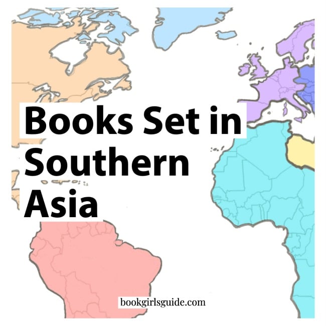 Books Set In Southern Asia (words on top of colorful map)