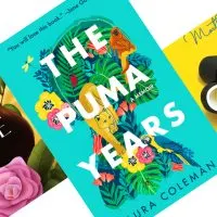 three tilted book covers with The Puma Years in the center