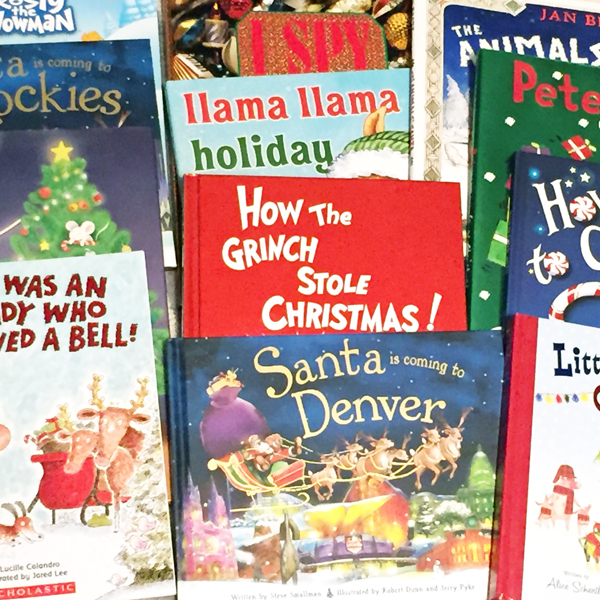 Pile of kid's Christmas books