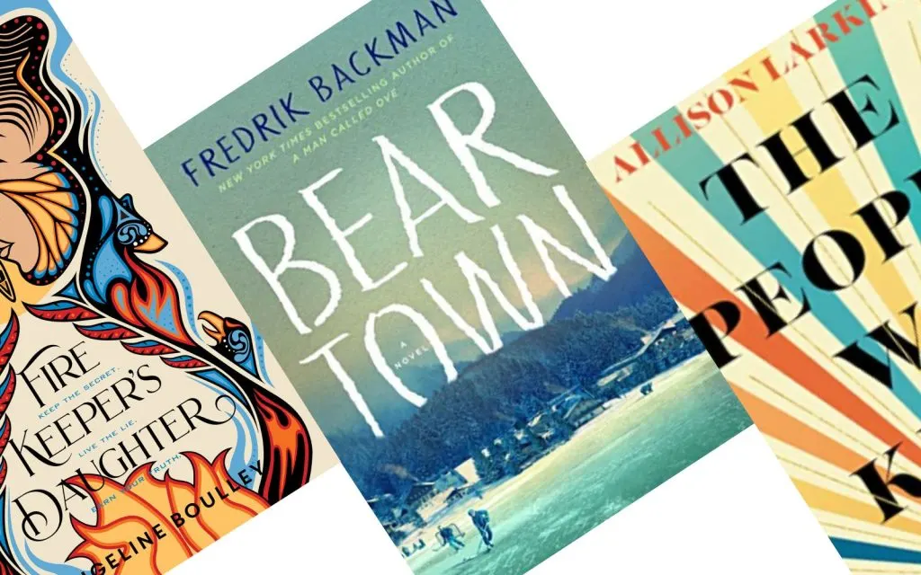 3 tilted book covers of books with teen main charactes including Bear Town