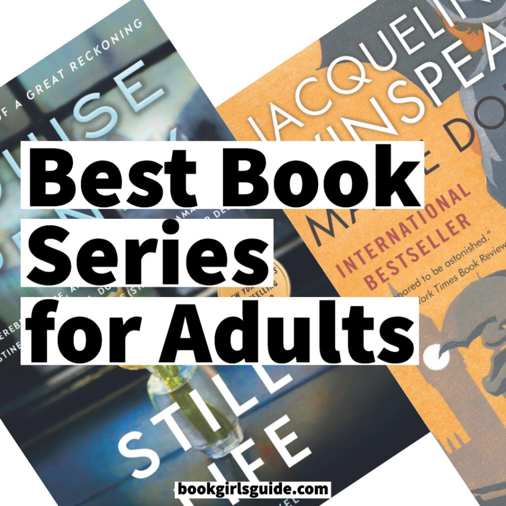 Text over book covers reading "Best Book Series for Adults"
