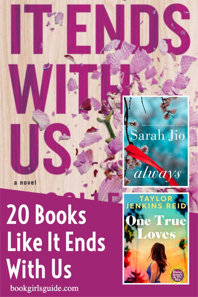 Book Cover of It Ends with Us - text in magenta over pink backgrounds with subtle flowers