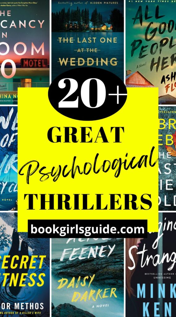 promotional pin for this post reading 20+ Great Psychological Thrillers