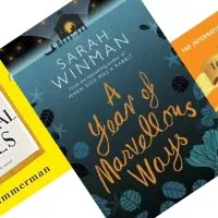 Three angled book covers in teal, orange and yellow with the center book titled A Year of Marvellous Ways