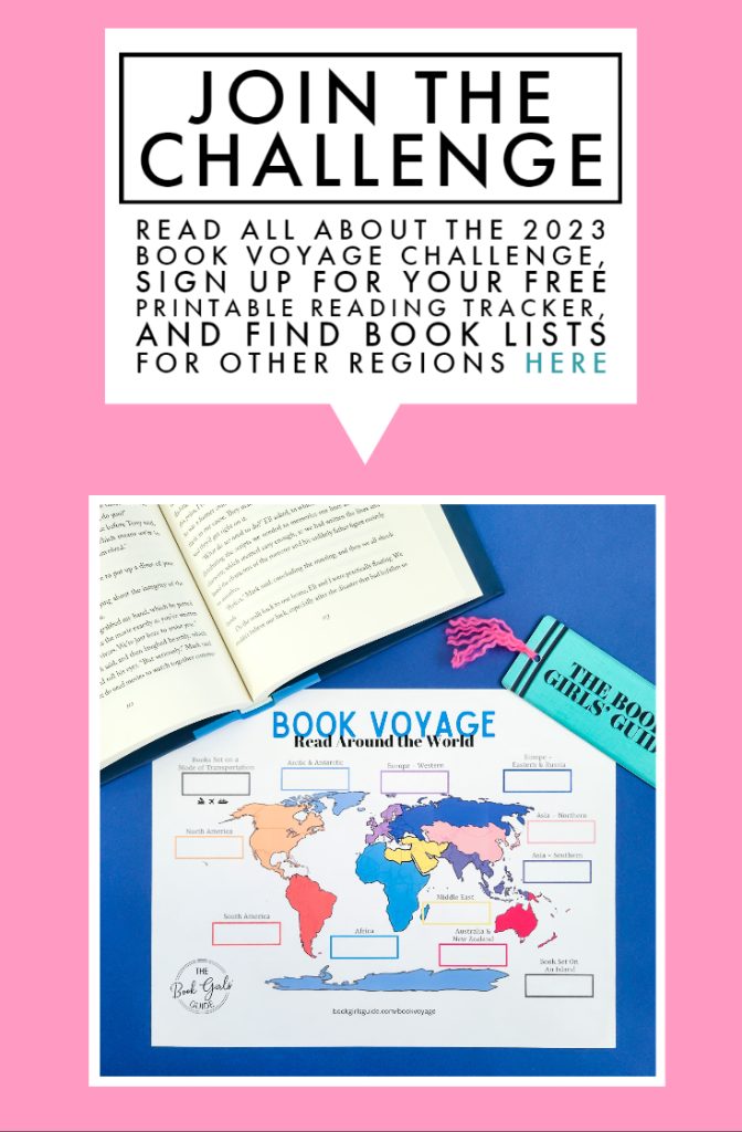 Photo of the book voyage reading challenge printable with text about how to join the challenge. Clicking the image takes you to the reading challenge home page with text instructions.