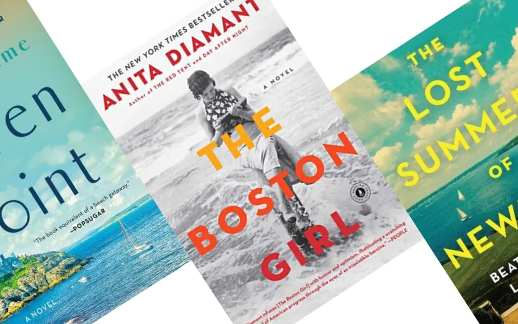 2 tilted book covers with Boston Girl in the middle
