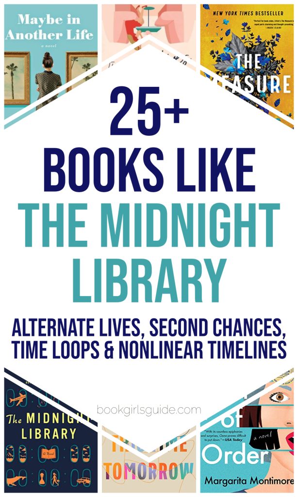 six book covers overlaid with text about books like The Midnight Library