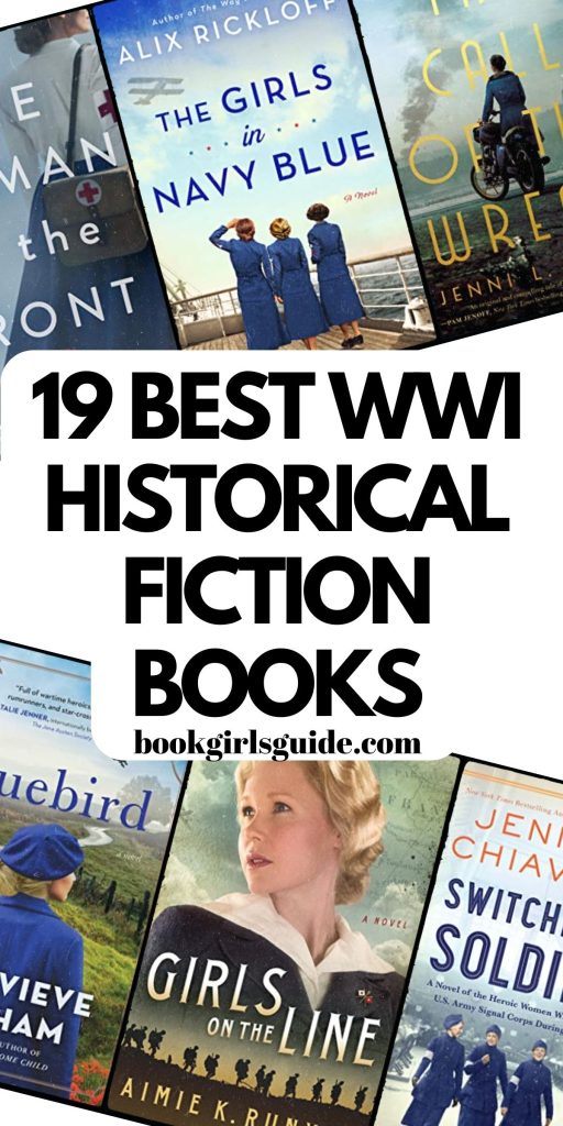 six angled book covers with text that reads 19 Best WWI Historical Fiction Books