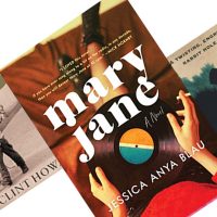 Three angled book covers with Mary Jane in the middle