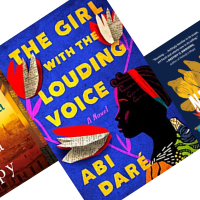 Covers of three highly rated Books Set in Africa, with The Girl With the Louding Voice in the center