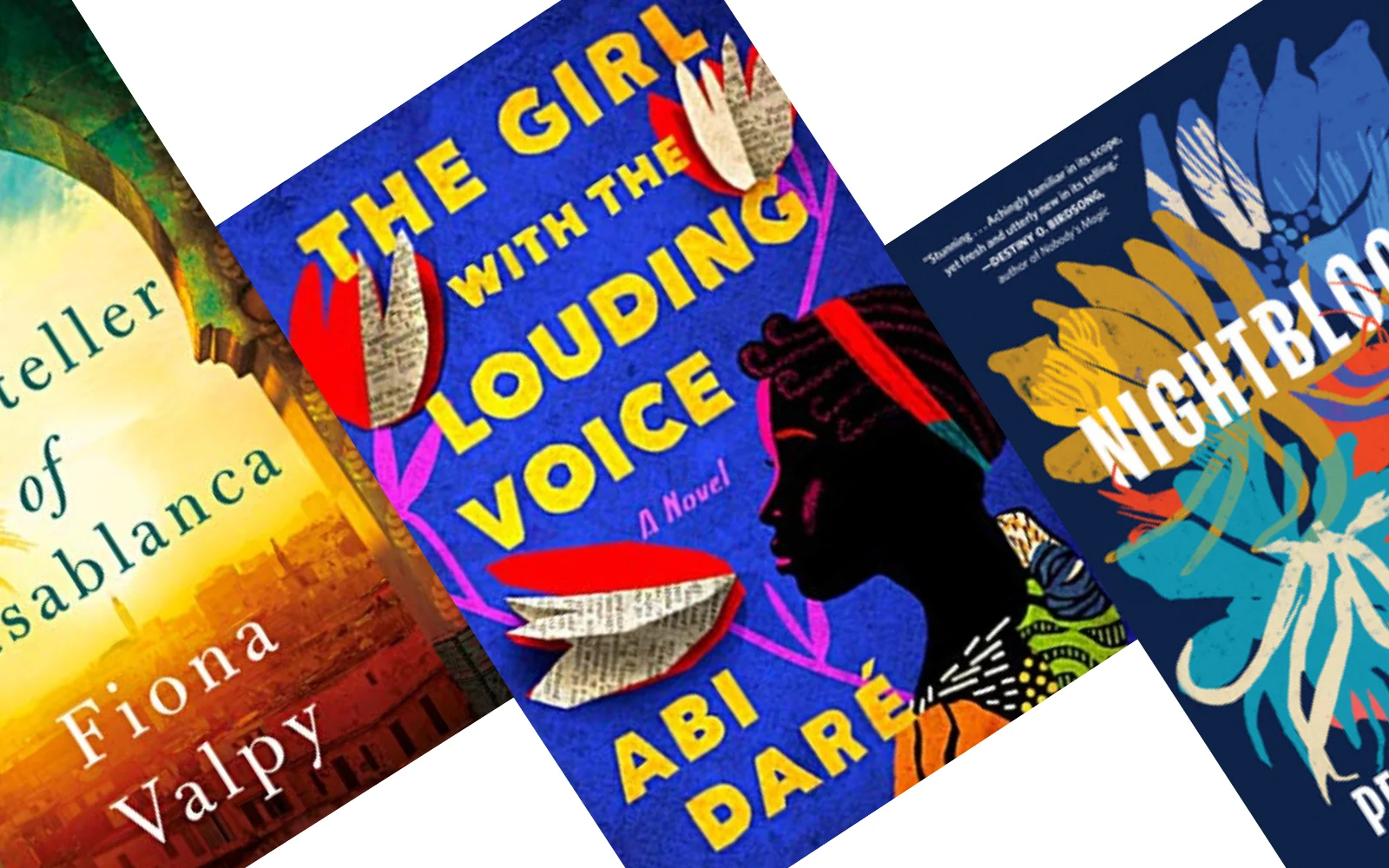 Covers of three highly rated Books Set in Africa, with The Girl With the Louding Voice in the center