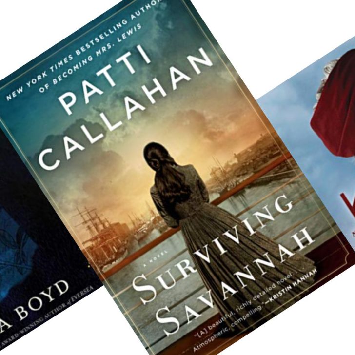3 tilted book covers with Surviving Savannah in the middle
