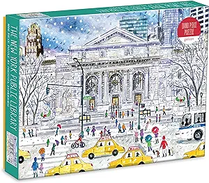 Snowy NYC Public Library illustration puzzle