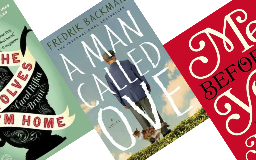Three angeled book covers representing some of the best books from 2012, with A Man Called Ove in the center