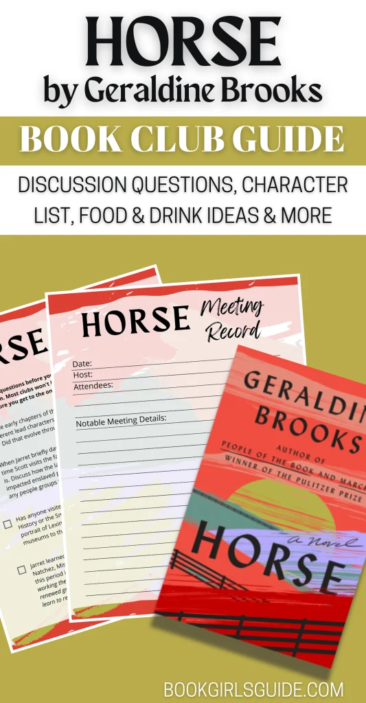 Promo graphic for the Horse by Geraldine Brooks Book Club Guide