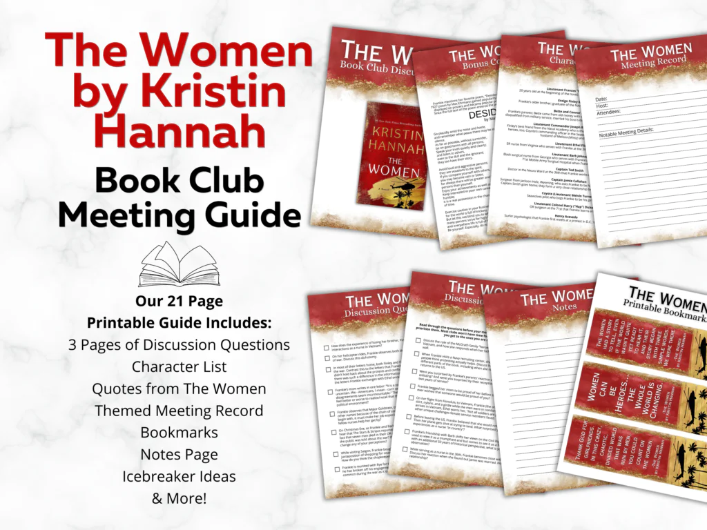 Graphic illustrating 8 of the 21 pages included in the printable version of the book club kit