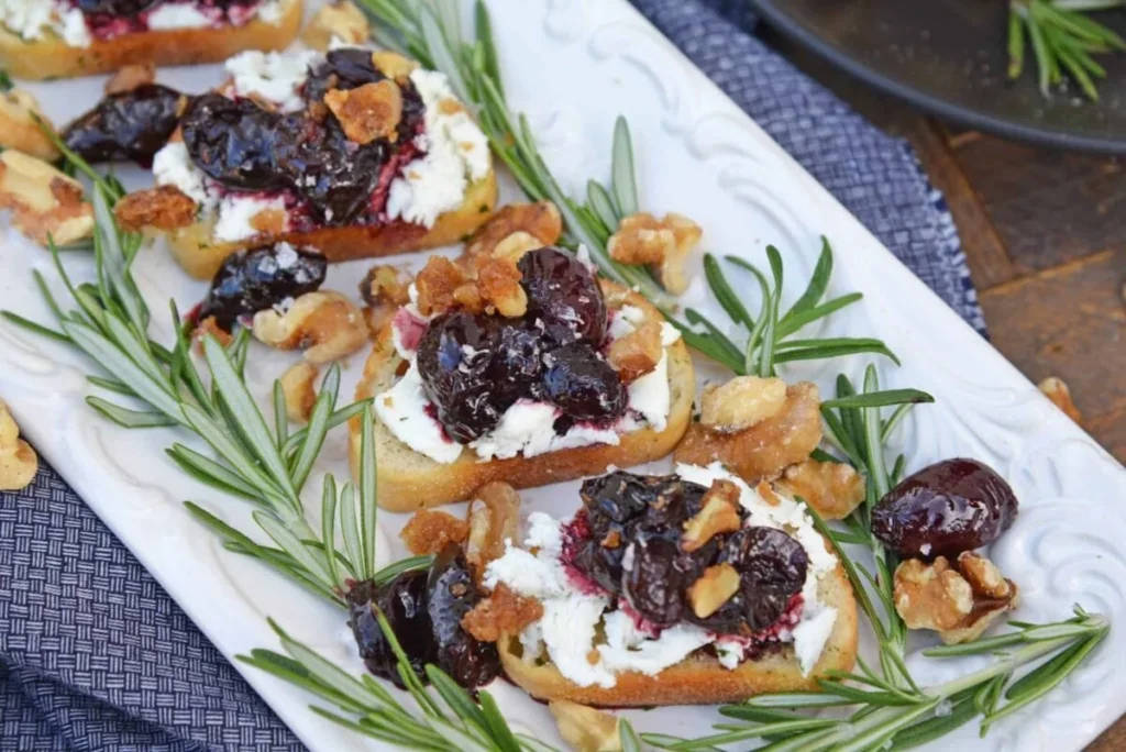 Balsamic Cherry Crostini image shared with permission from SavoryExperiments.com