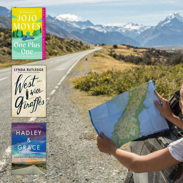 road to a mountain with three books