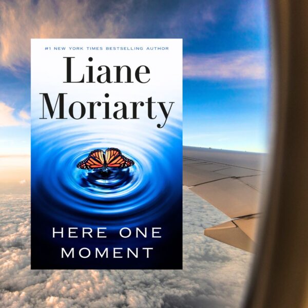 Here One Moment Book Cover from Inside Airplane Window