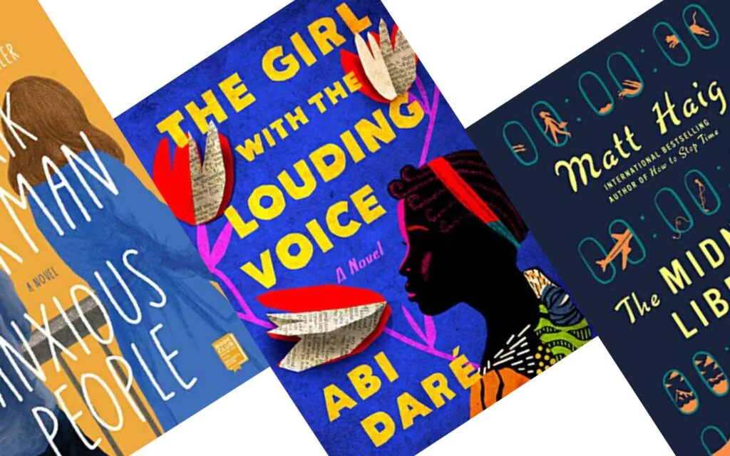 Three angled book covers of books published in 2020