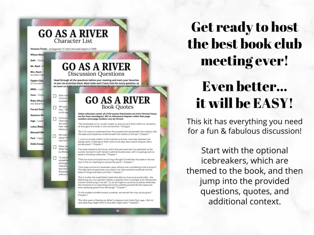 Ad for Go As a River Book Club Kit on Etsy