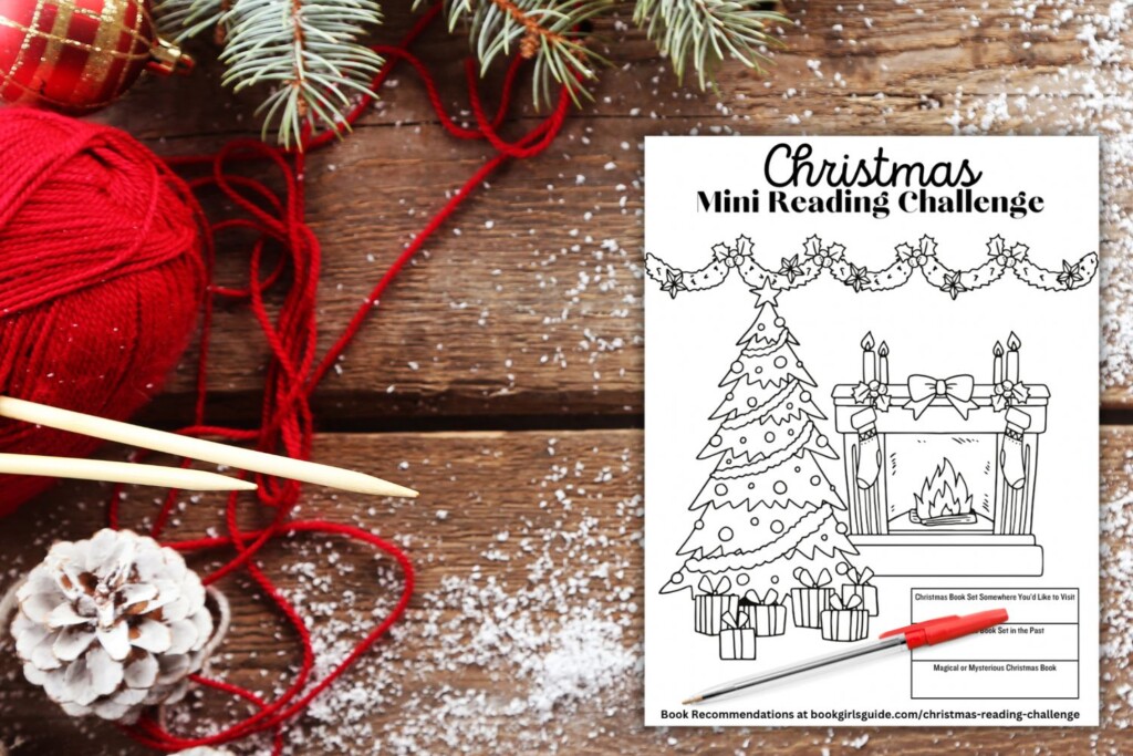 winter background with printable challenge