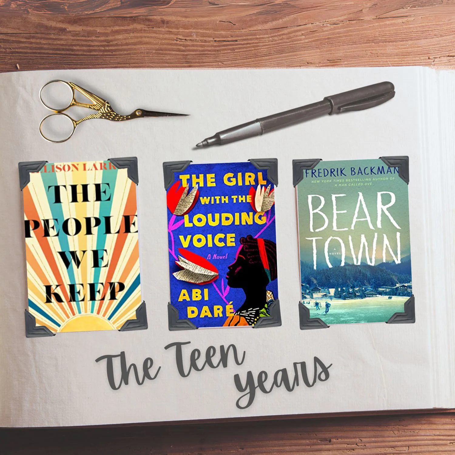 Scrapbook with 3 book covers