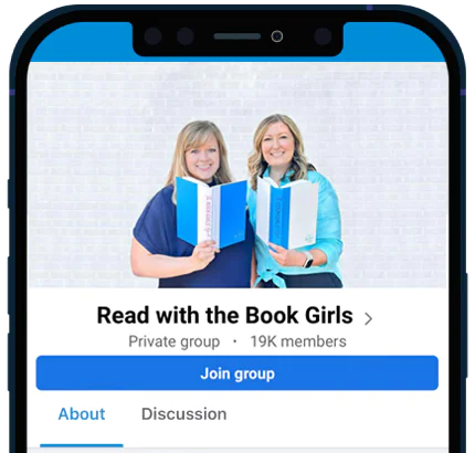 Book Girls' Guide Facebook Group on the screen of an iPhone