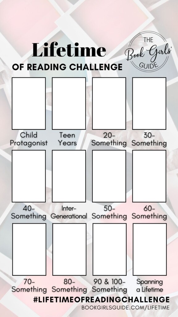 2025 Lifetime of Reading Challenge Social Sharing Template with space to add book covers for each of the reading prompts