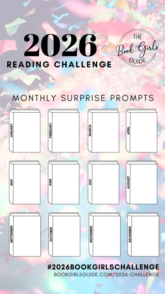 9:16 Social Sharing Template for Surprise Reading Challenge Prompts on a background of confetti