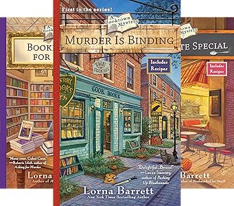 Three book covers showing illustrated street scen