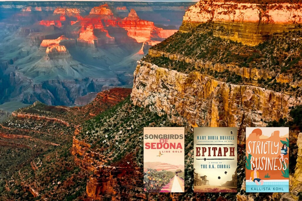 Image of grand canyon with 3 book covers