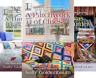 Three book covers from the Queen Bees Quilt Shop cozy series