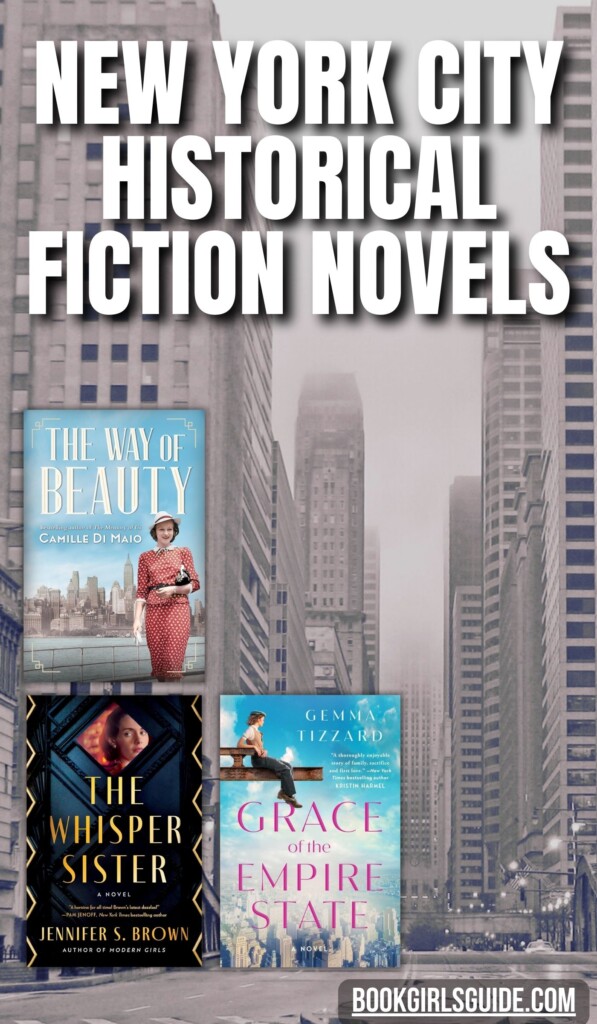 Black & White foggy NYC street scene with book covers overlay