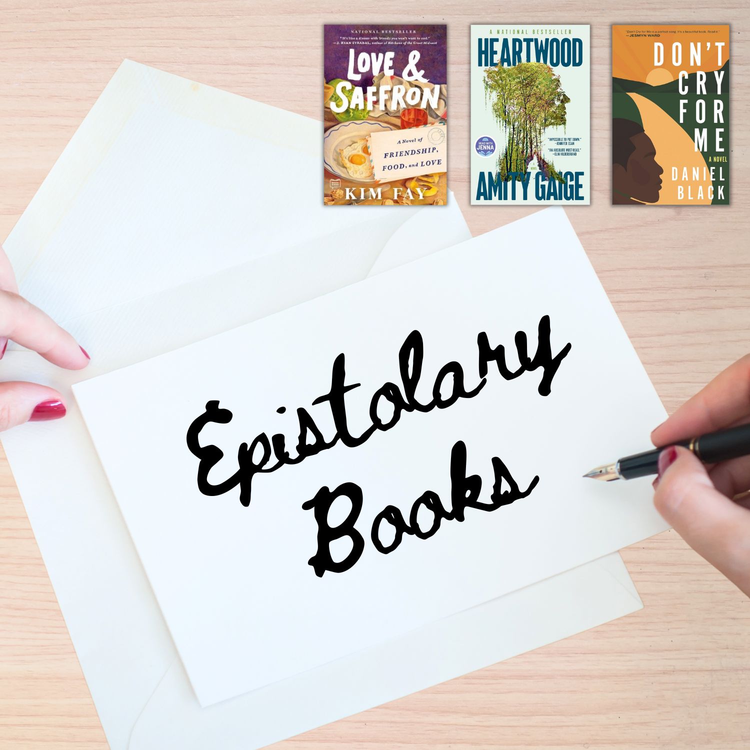 Envelope and notecard reading Epistolary Books