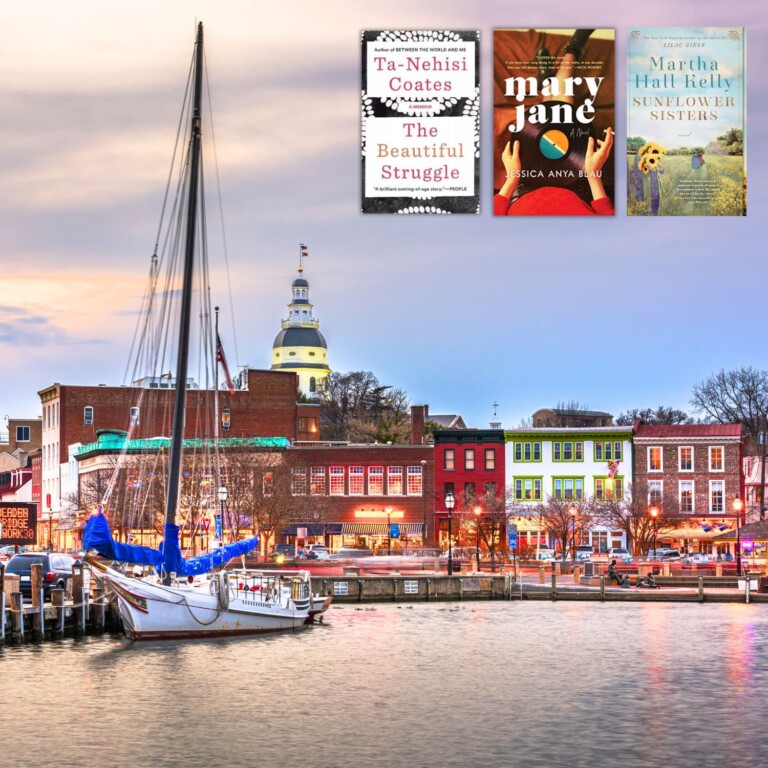 Sailboat in Cheasapeake Bay Annapolis with three books