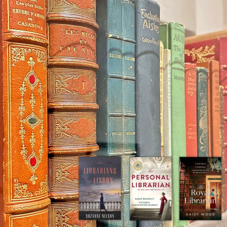 Old leatherbound books on a shelf in JP Morgan's library