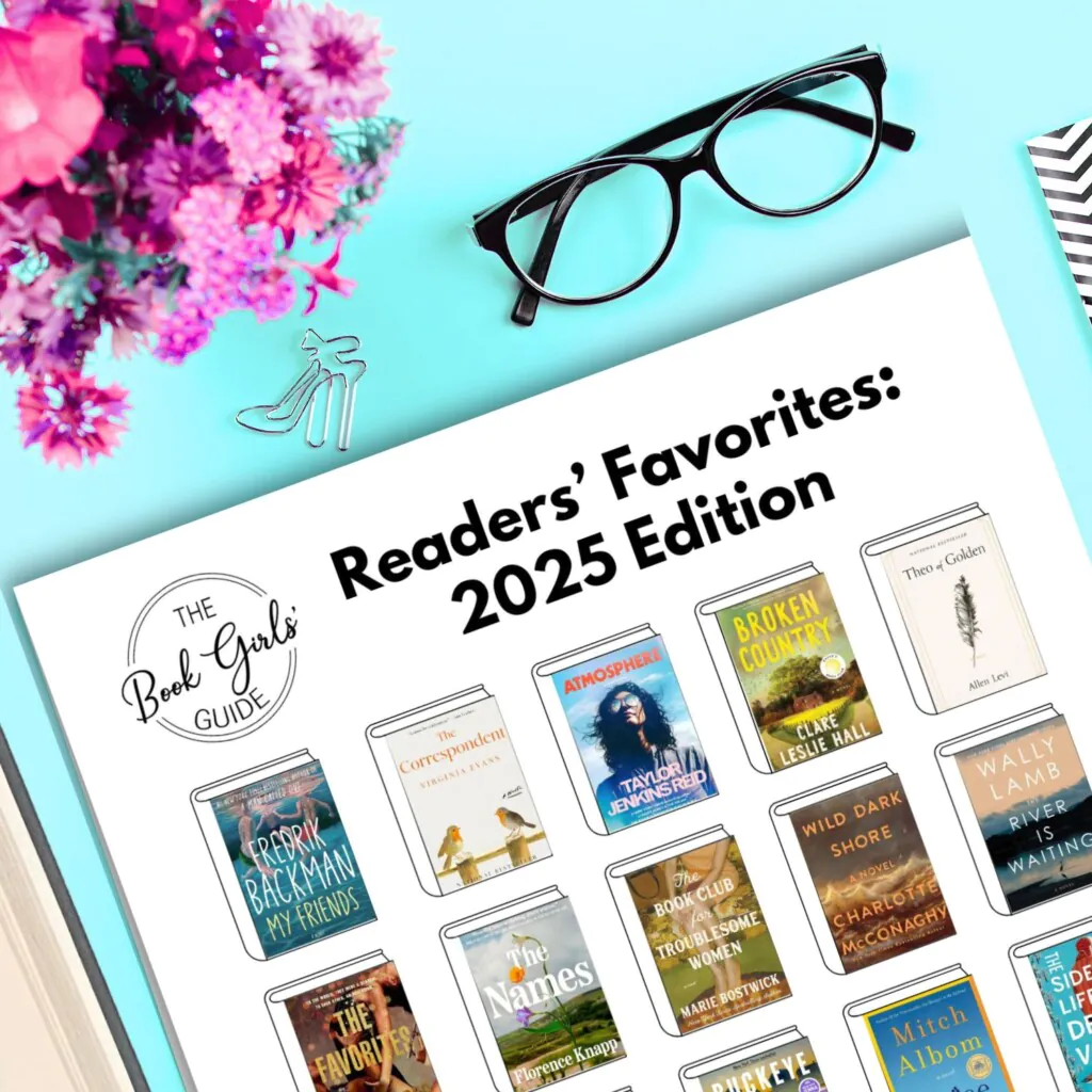 Page showing all the book covers from thiis favorite books of 2025 list on teal background with flowers and glasses