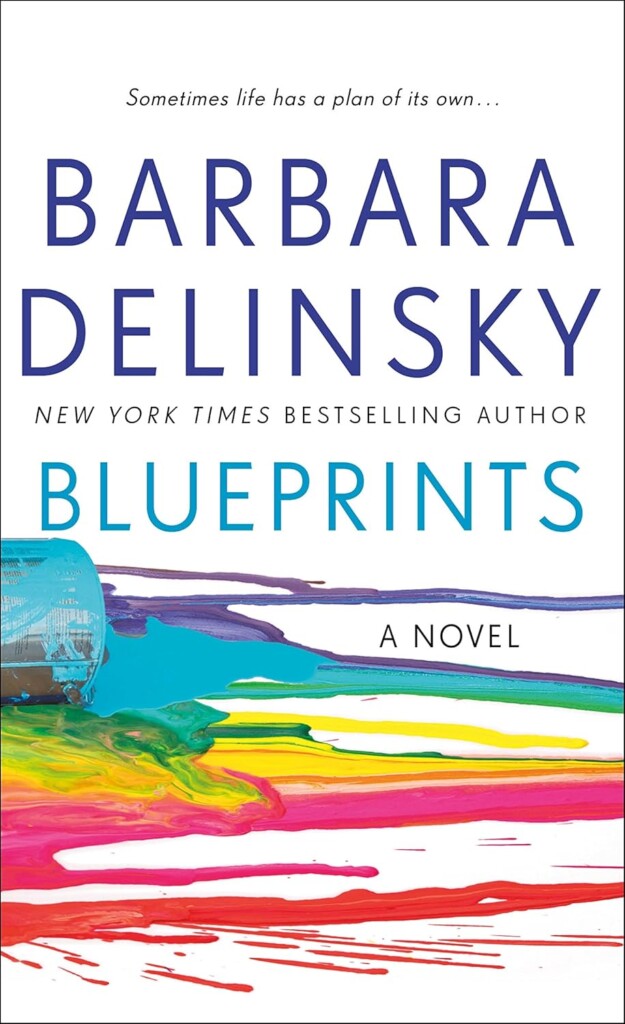 Blueprints book cover with spilled paint