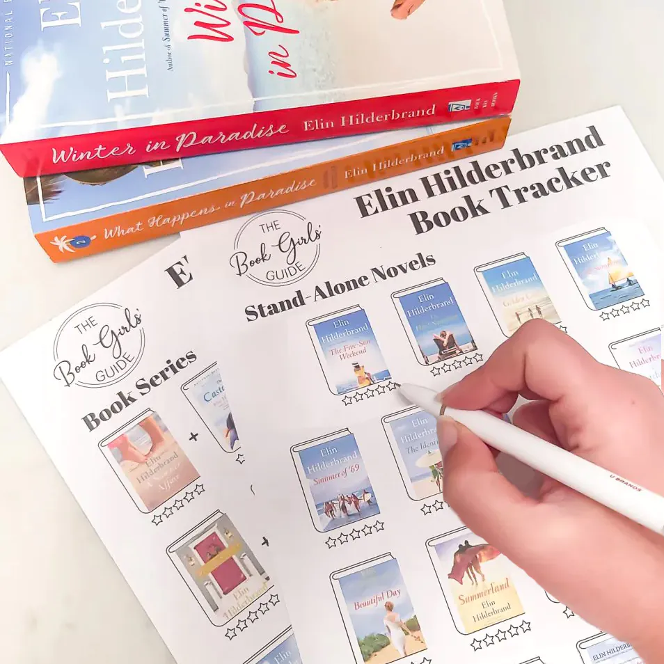 Printable pages with a visual list of all Elin HIlderbrand books in order