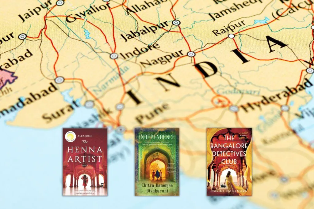 Map of India with 3 books