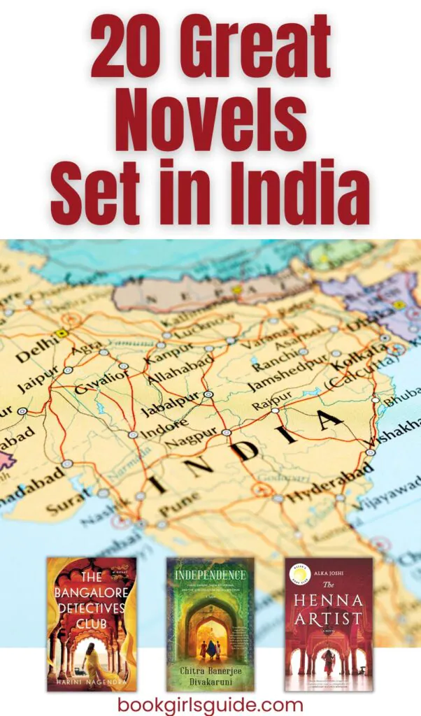 Promotional graphic with map of india and book covers from this post