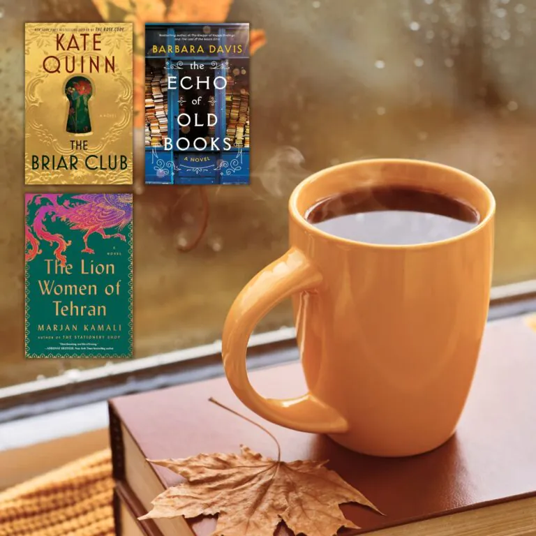 Three Books Next to steaming coffee in fall window