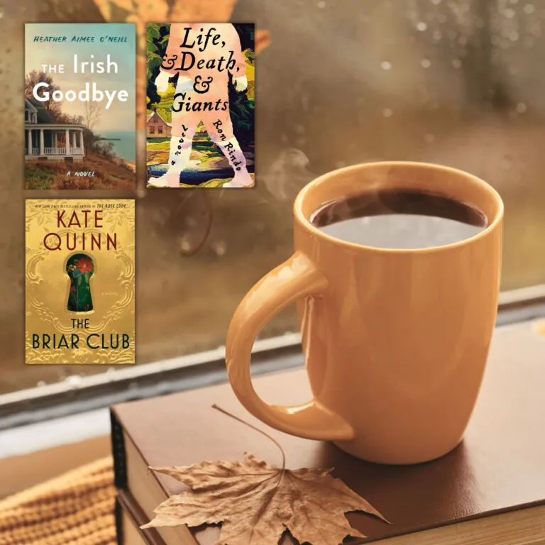 Three Books Next to steaming coffee in fall window