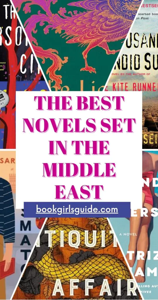 Six partial books covers representing the best novels set in the Middle East