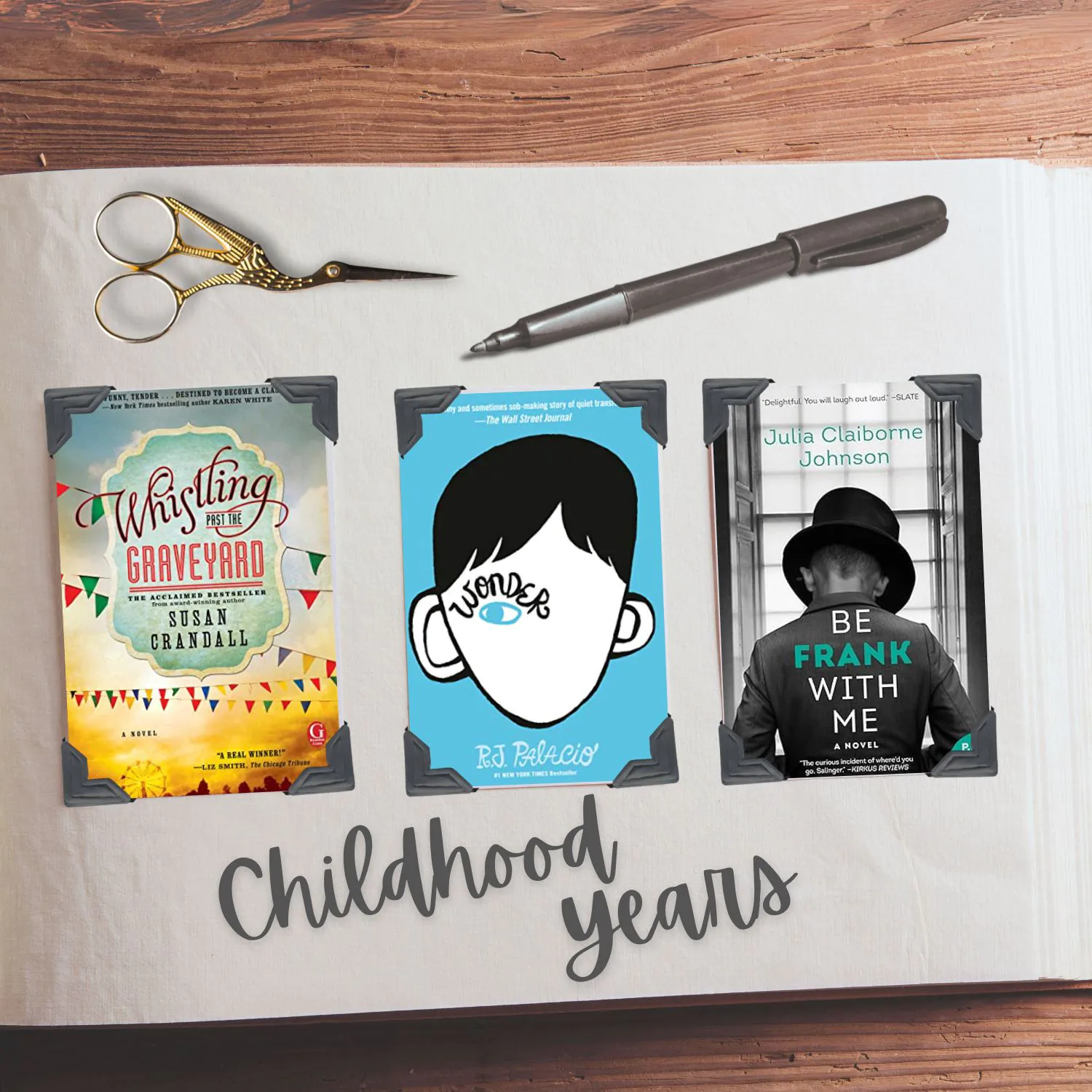 Scrapbook with 3 book covers