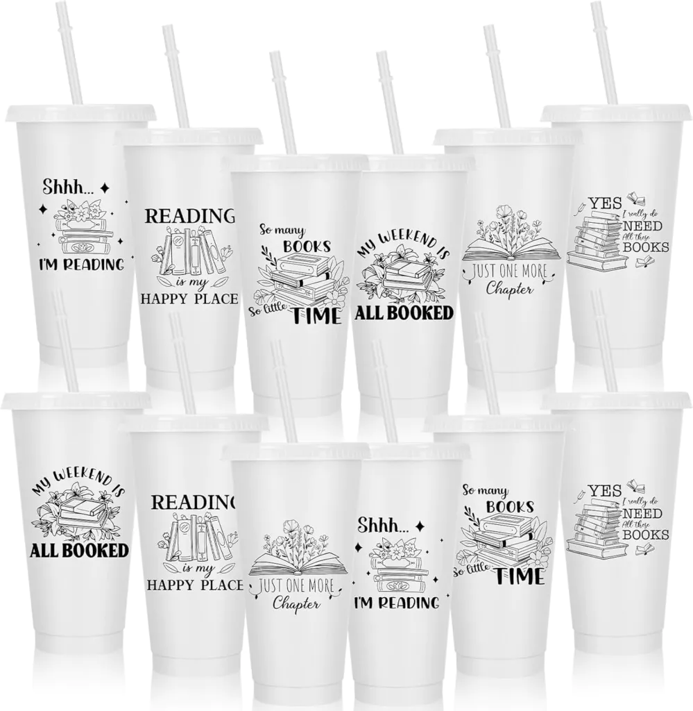 Book Lovers Plastic Cups Gift Cover