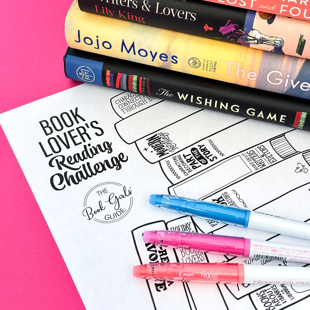 printable book lovers challenge coloring sheet with markers and books