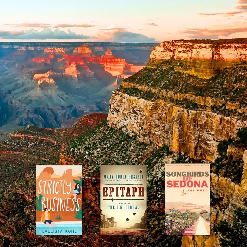Image of grand canyon with 3 book covers